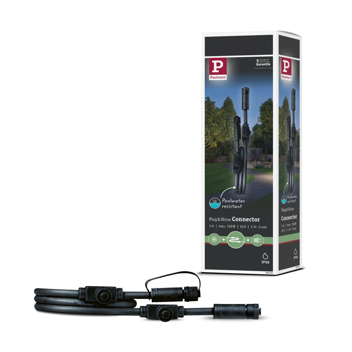 Paulmann Outd kabel - IP68 - 1m - 1 in-3 out - 2x1,5mm2