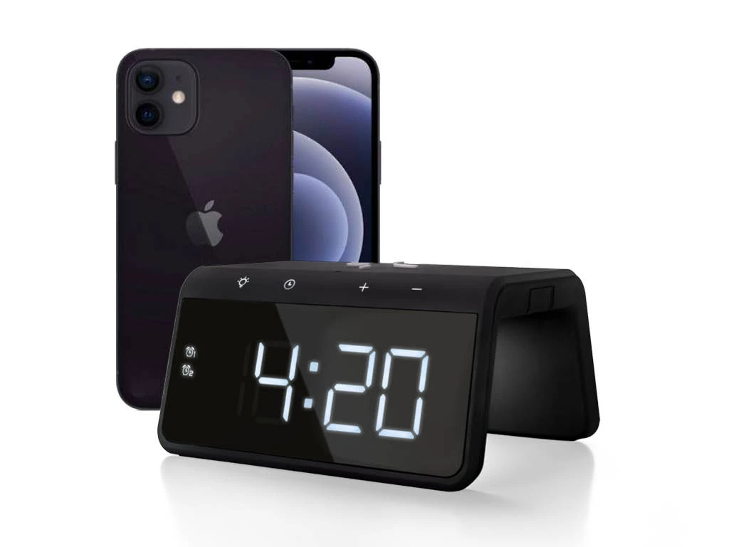 Caliber Digitale Wekker + Draadloze Lader - Zwart