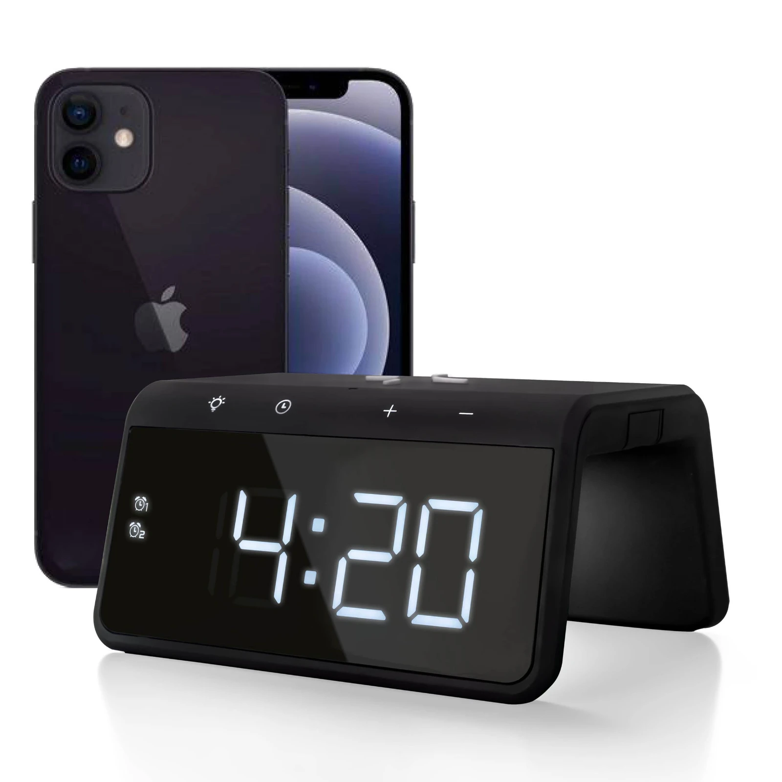 Caliber Digitale Wekker + Draadloze Lader - Zwart