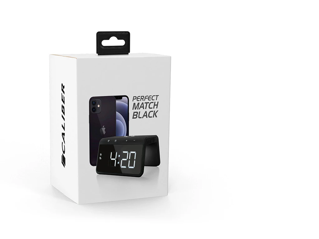 Caliber Digitale Wekker + Draadloze Lader - Zwart