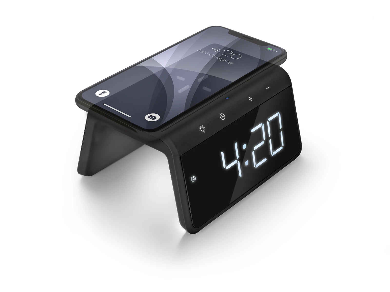 Caliber Digitale Wekker + Draadloze Lader - Zwart