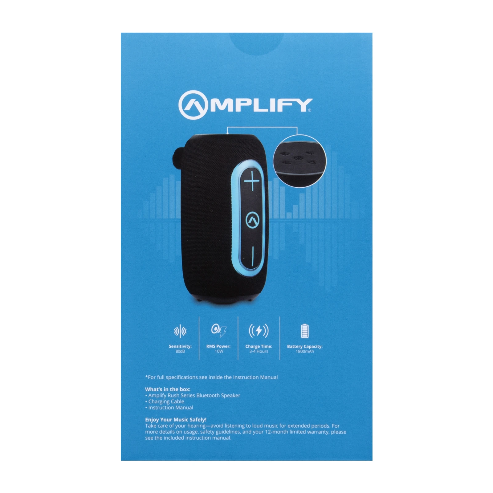 Amplify Rush Bluetooth speaker – 10 W – FM – Zwart