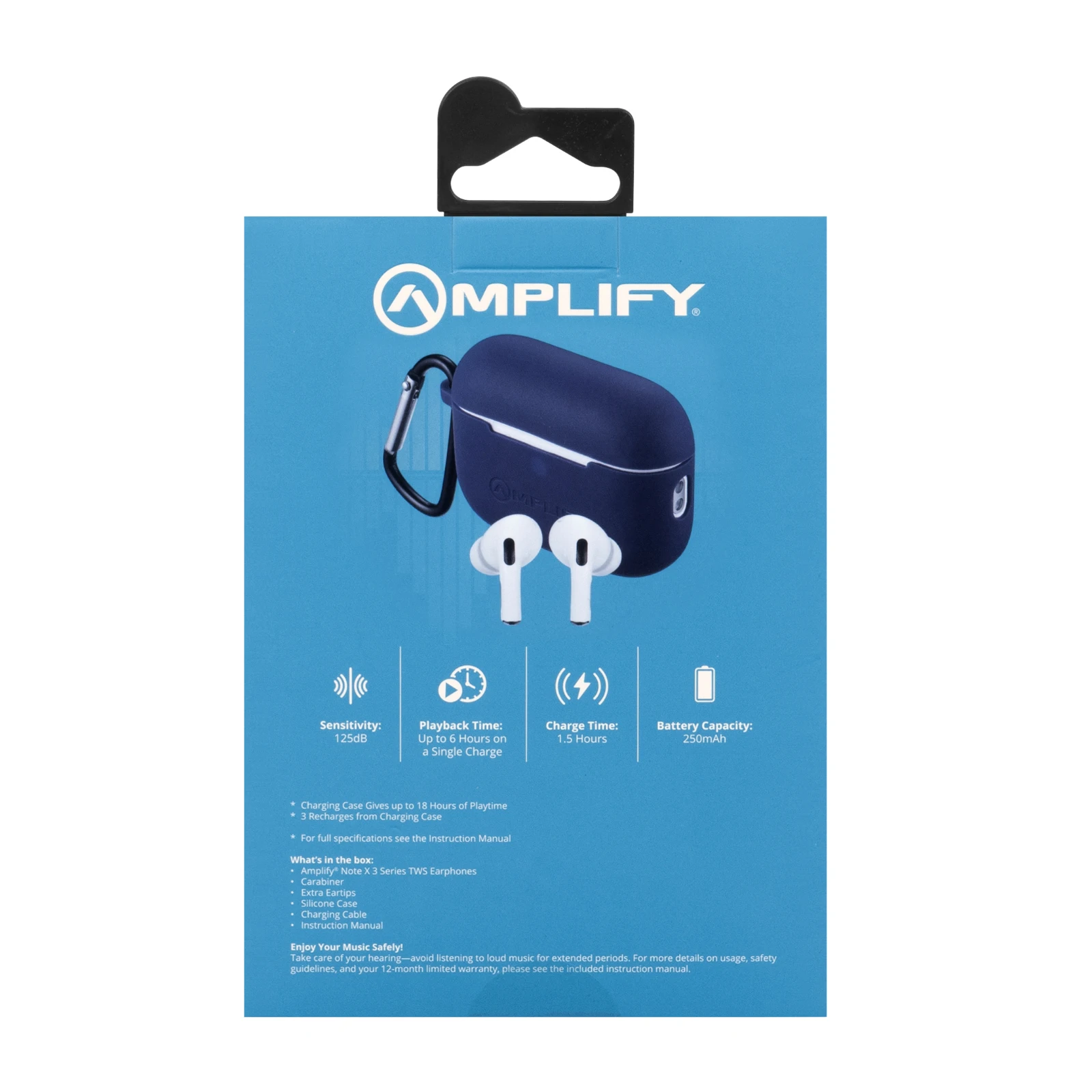 Amplify Note X 3 Draadloze oordopjes – Wit-blauw