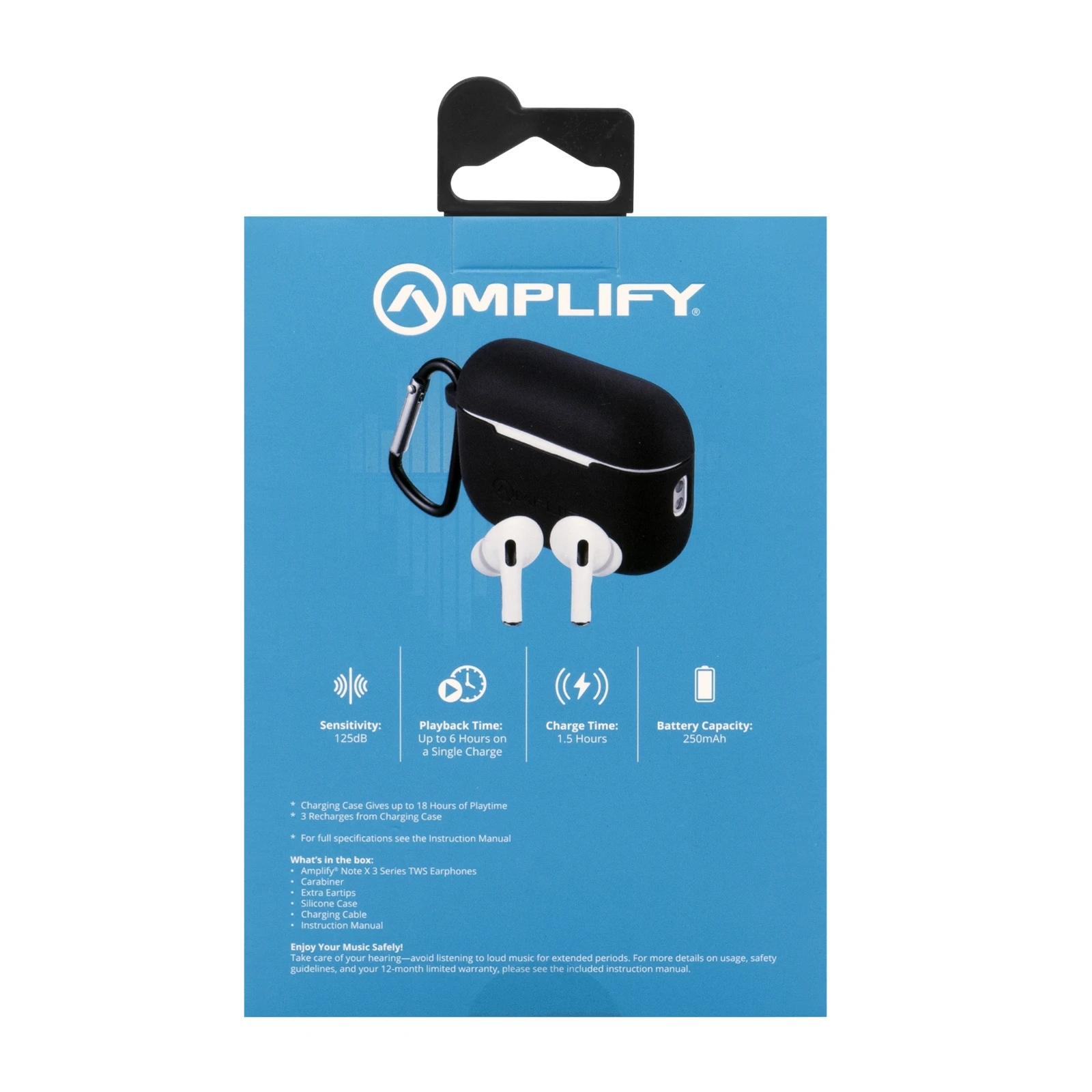 Amplify Note X 3 Draadloze oordopjes – Wit-zwart
