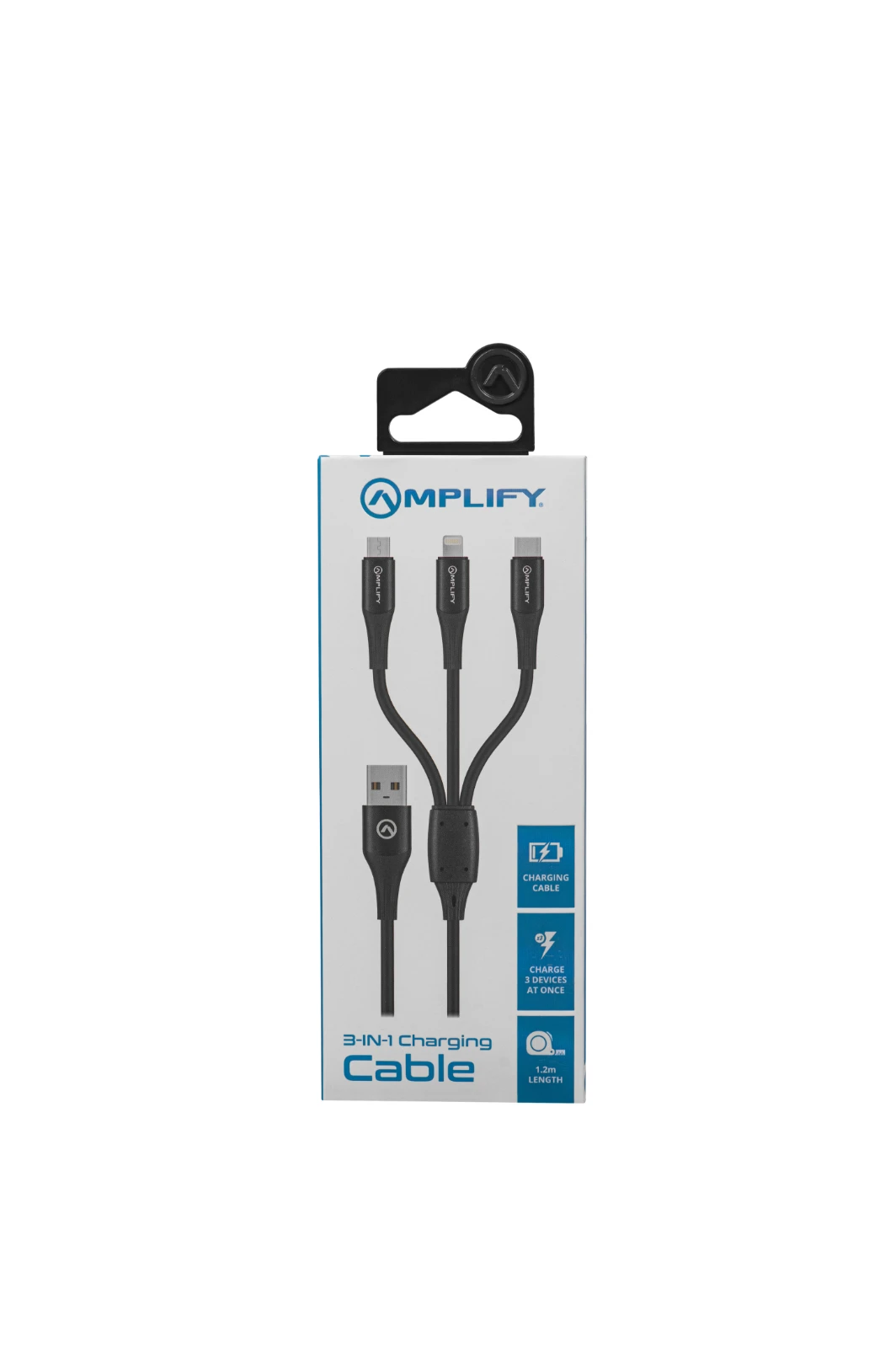 Amplify Oplaadkabel – USB-A → Micro-USB / USB-C / Lightning