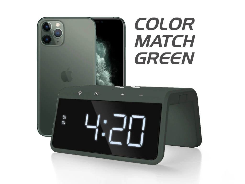 Caliber Digitale Wekker + Draadloze Lader - Groen