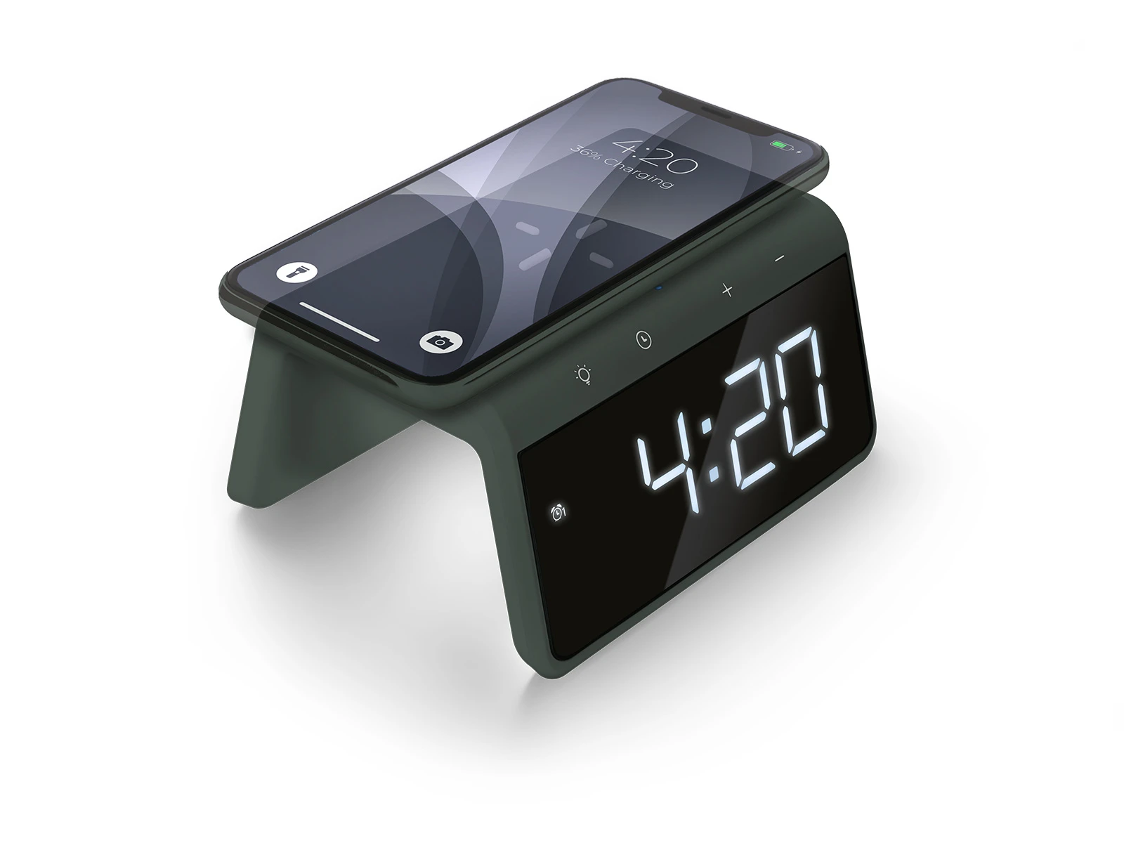 Caliber Digitale Wekker + Draadloze Lader - Groen