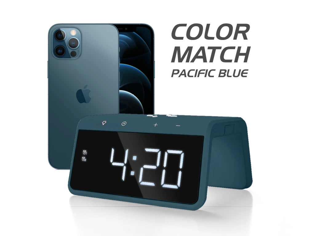 Caliber Digitale Wekker + Draadloze Lader - Blauw