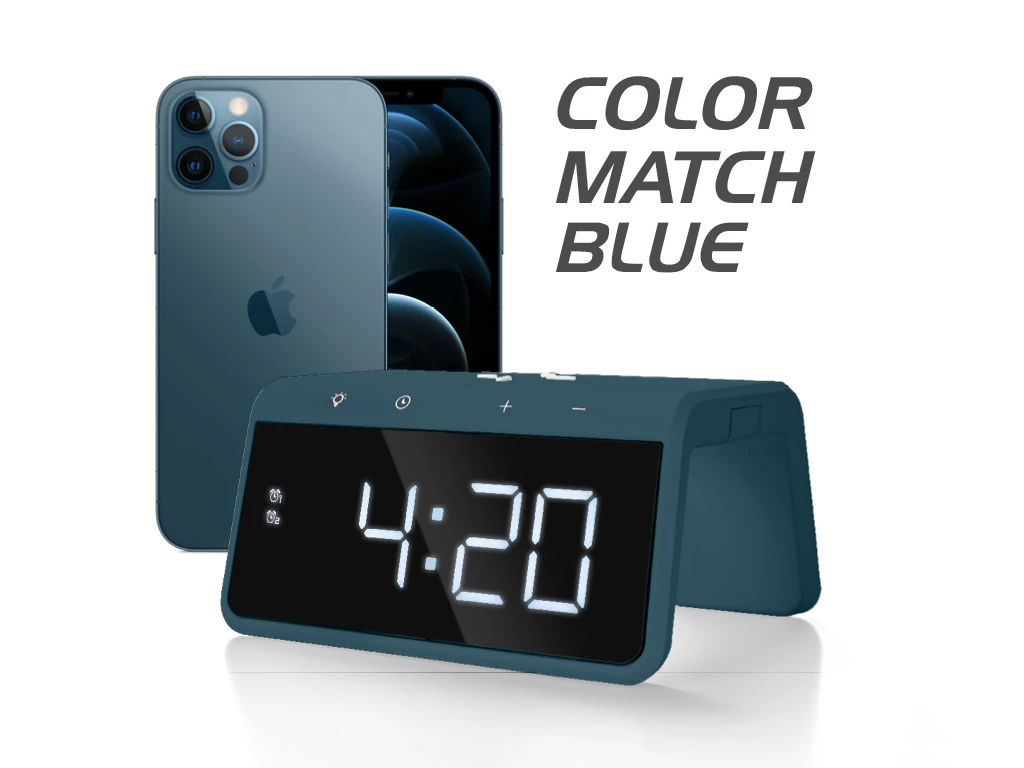 Caliber Digitale Wekker + Draadloze Lader - Blauw