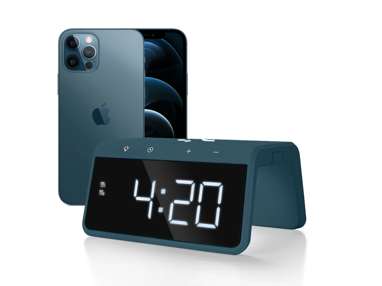 Caliber Digitale Wekker + Draadloze Lader - Blauw