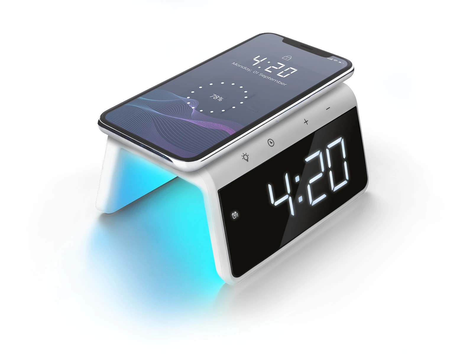 Caliber Digitale Wekker + Draadloze Lader - Wit