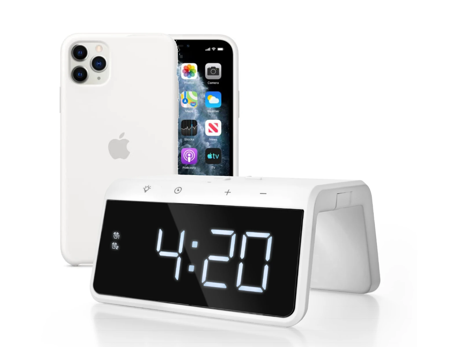 Caliber Digitale Wekker + Draadloze Lader - Wit