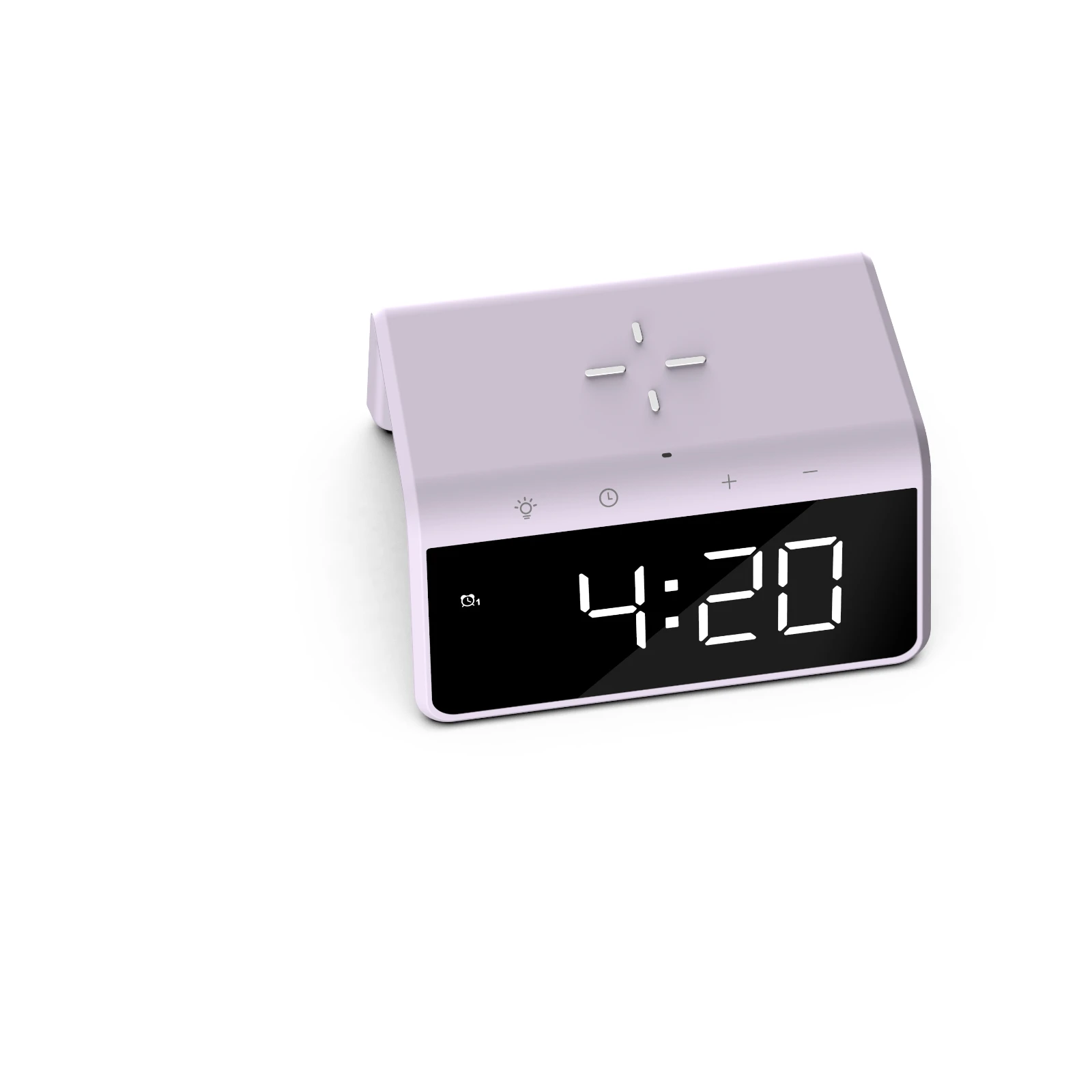 Caliber Digitale Wekker met Draadloze Qi-oplader – Weklicht en Dubbel Alarm – Paars