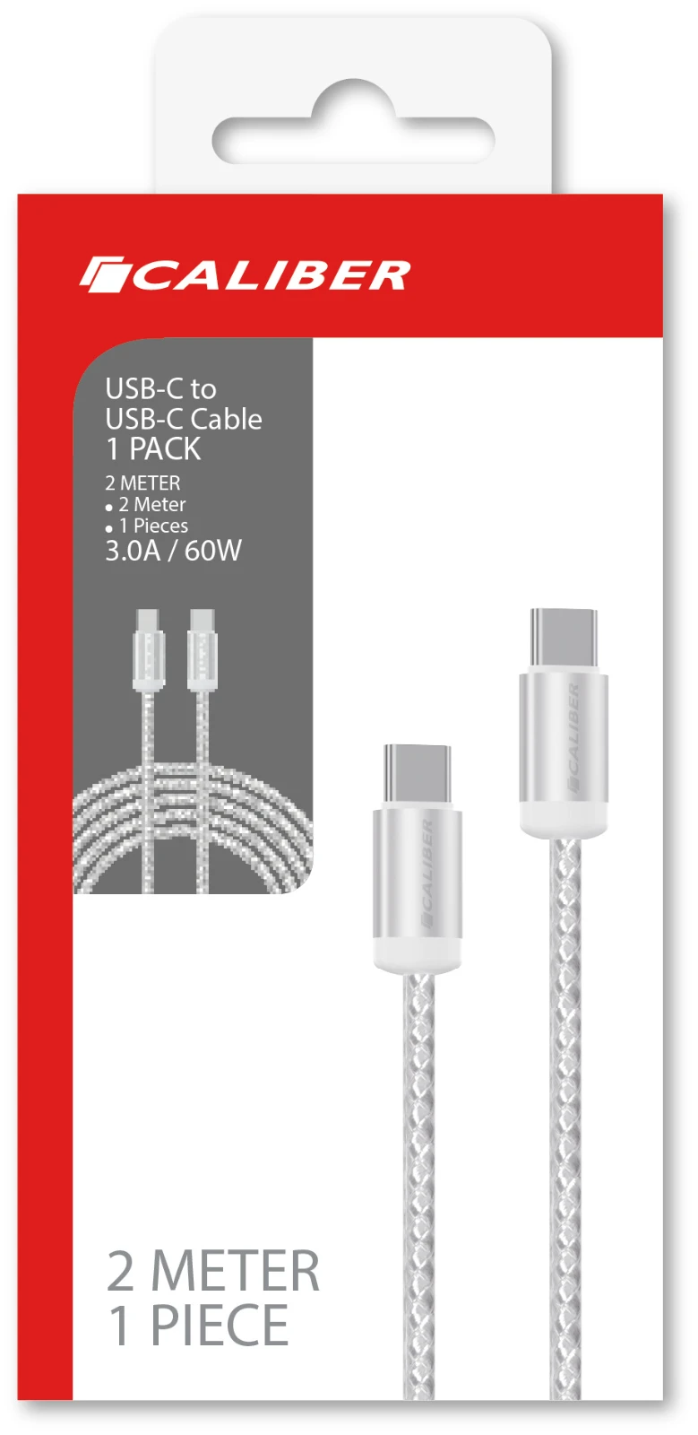 Caliber CL-CC2-1PACK Oplaadkabel – USB-C → USB-C – 2 m