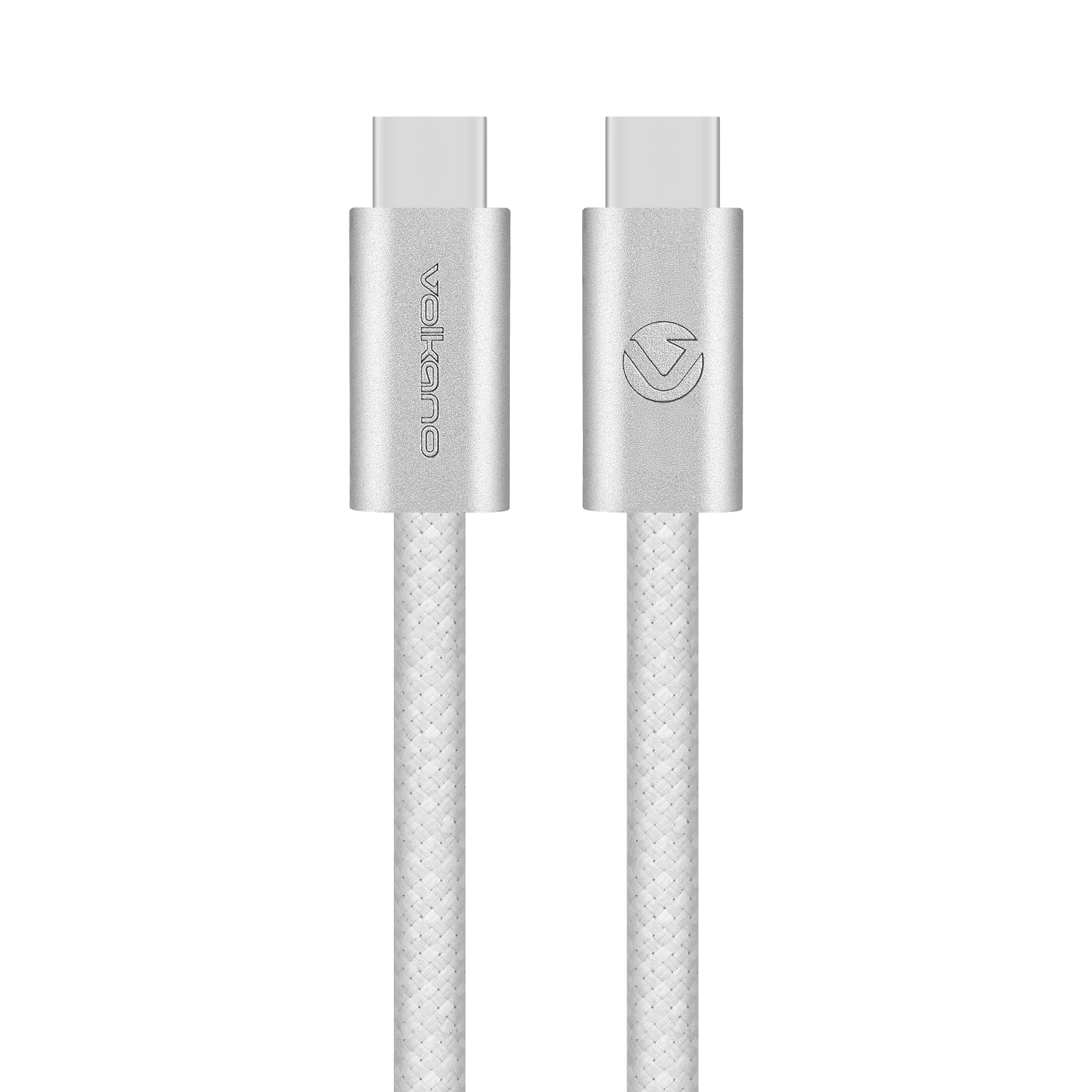 Volkano Weave Oplaadkabel – USB-C → USB-C – 1.2 m – Wit