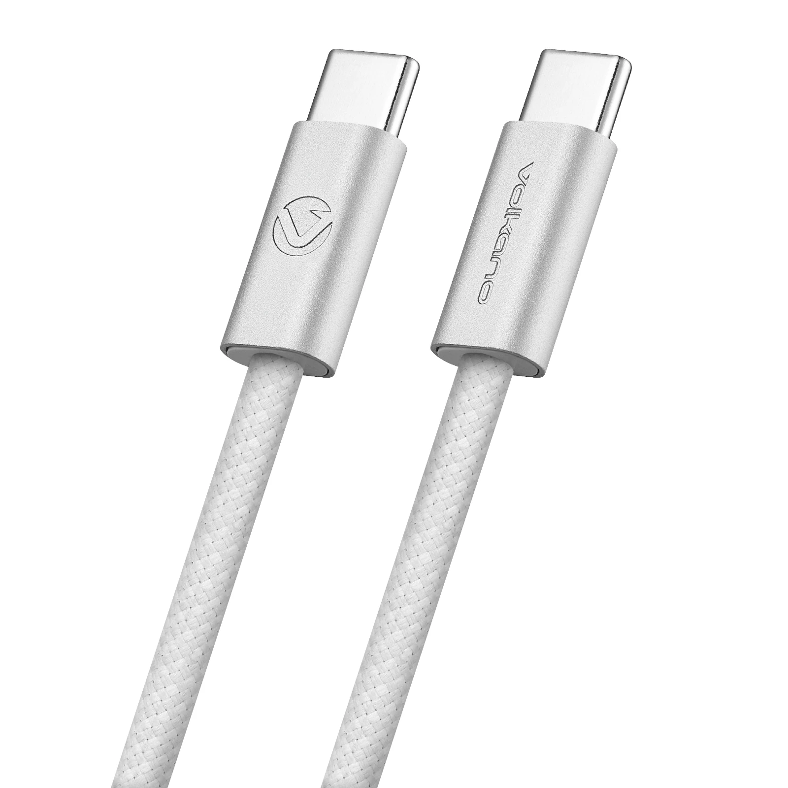 Volkano Weave Oplaadkabel – USB-C → USB-C – 1.2 m – Wit