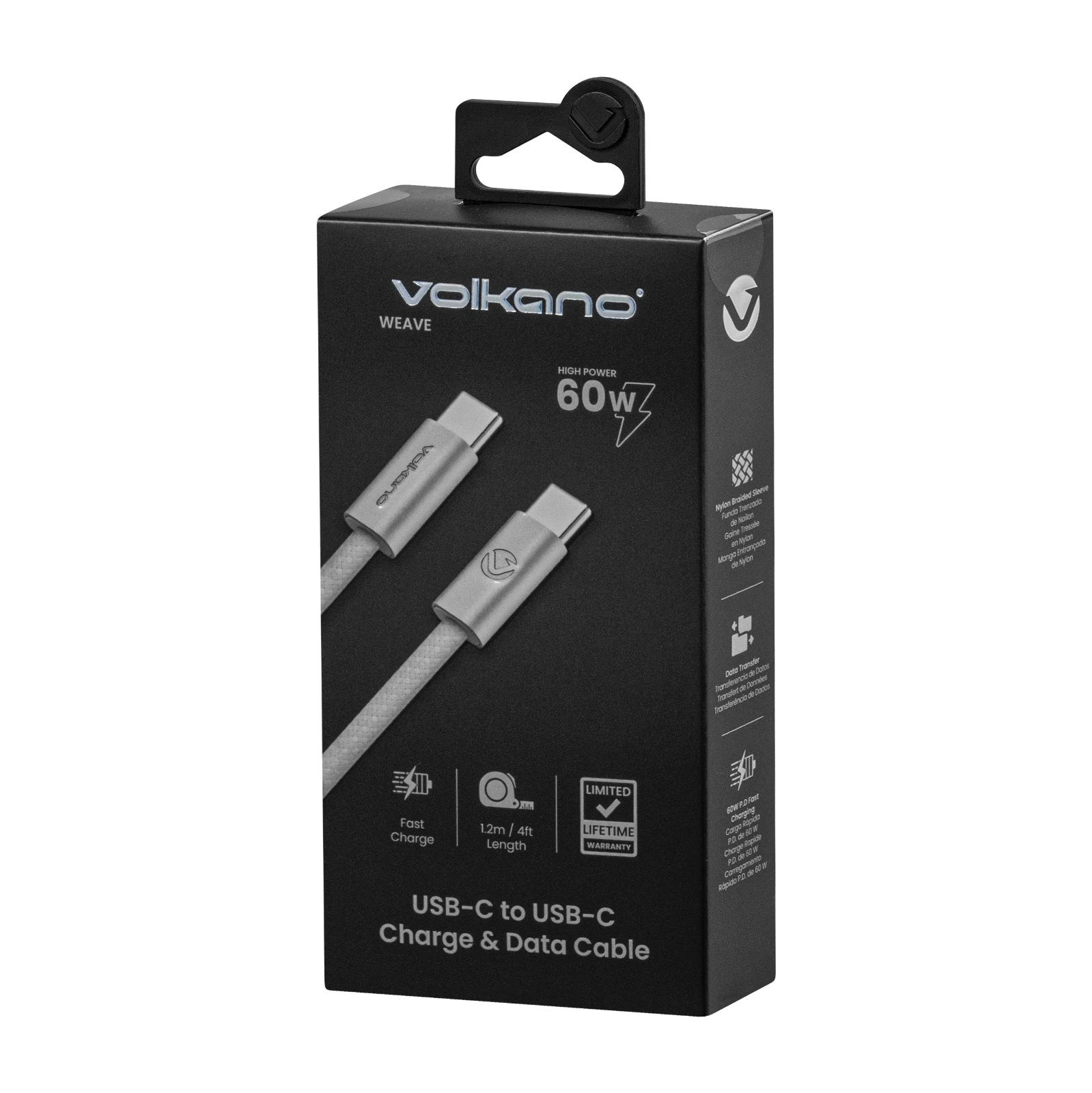 Volkano Weave Oplaadkabel – USB-C → USB-C – 1.2 m – Wit