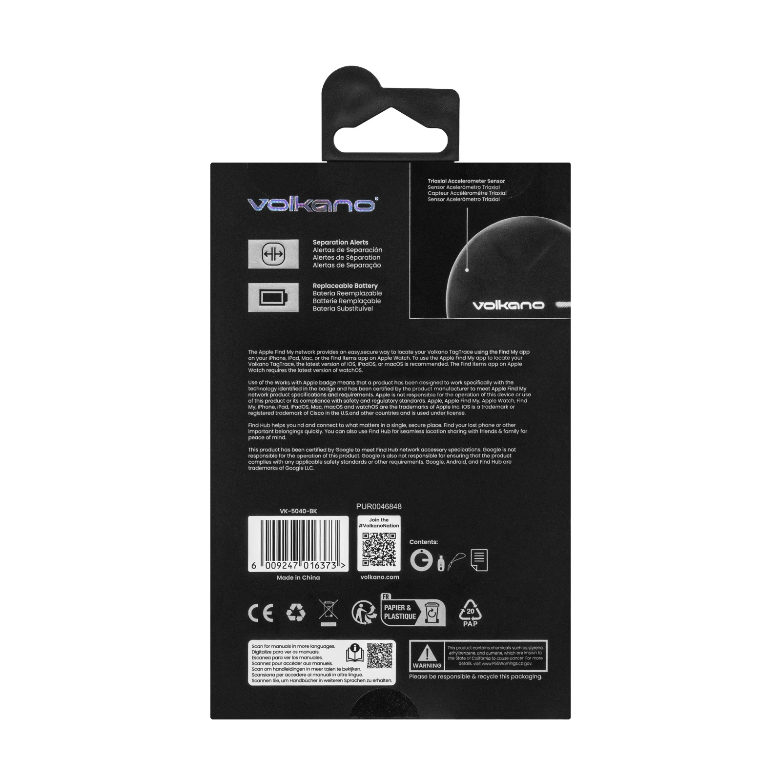 Volkano TagTrace Duo Bluetooth tracker – Zwart