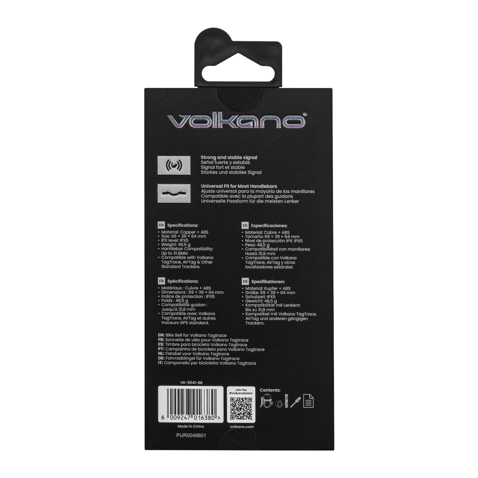 Volkano TagTrace Duo Fietsbel met trackerhouder