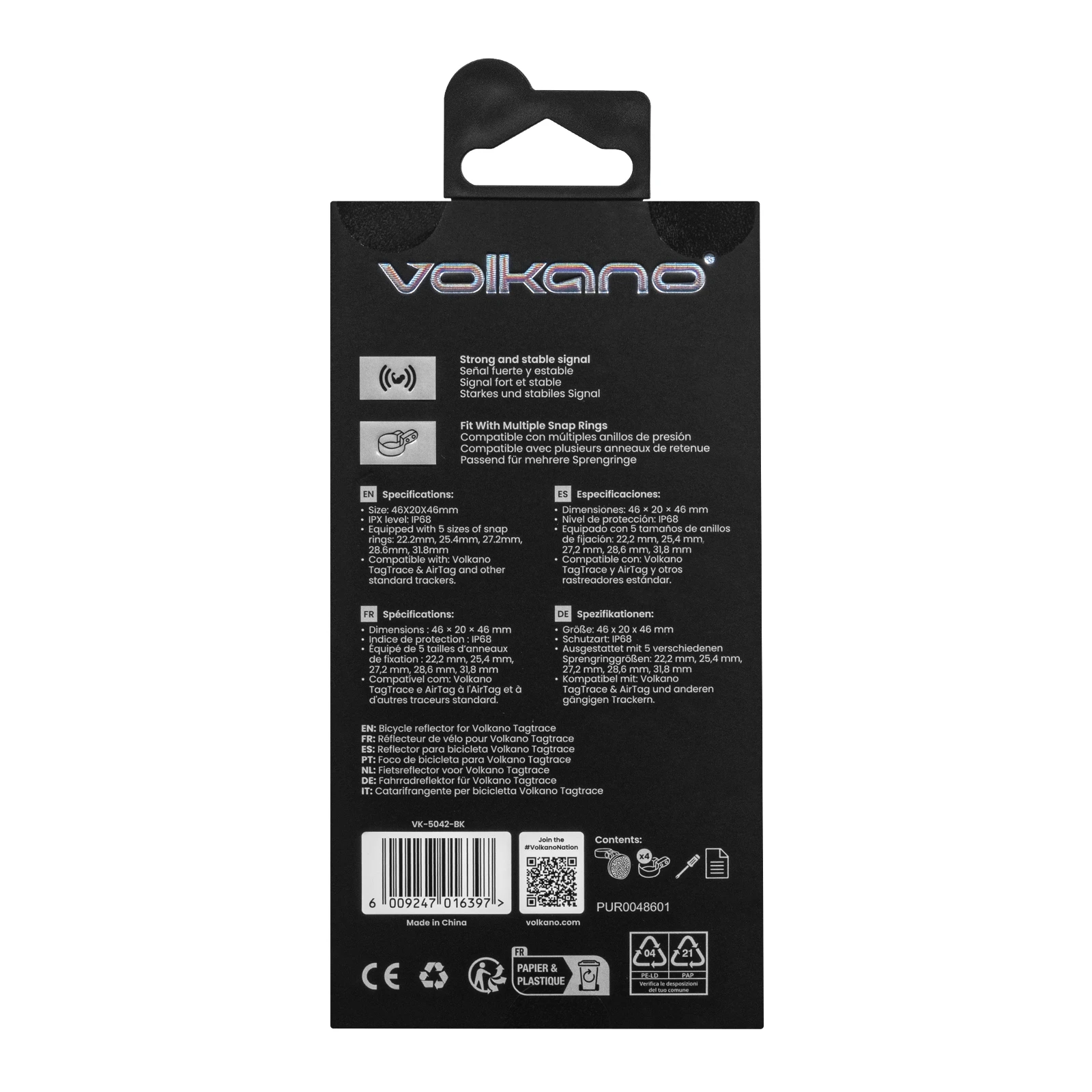Volkano TagTrace Duo Fietsreflector met trackerhouder