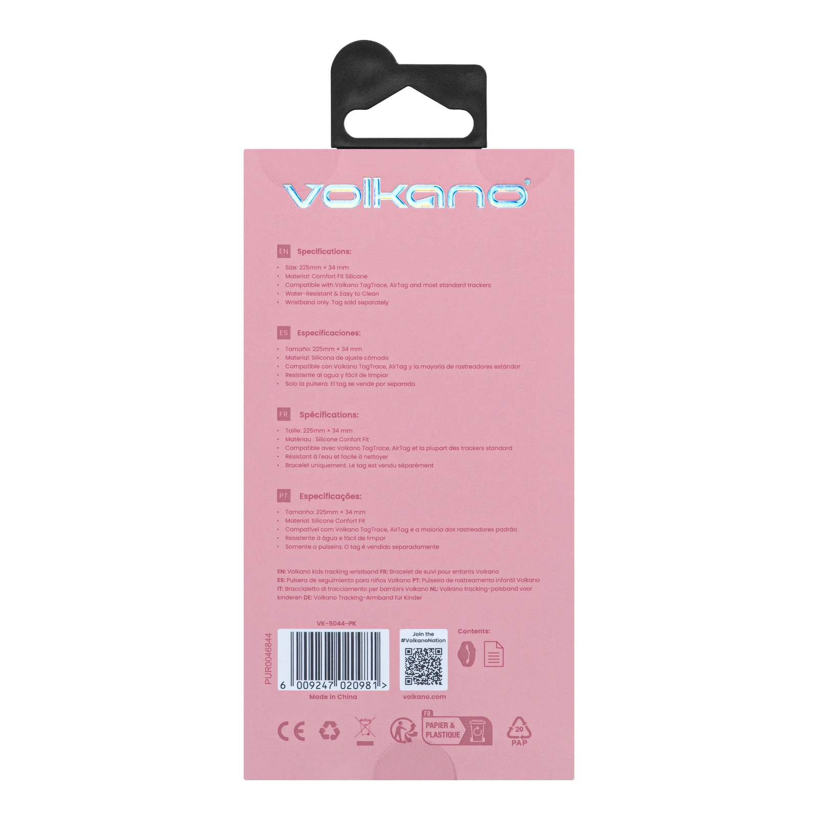 Volkano TagTrace Duo Siliconen polsbandje voor tracker – Roze