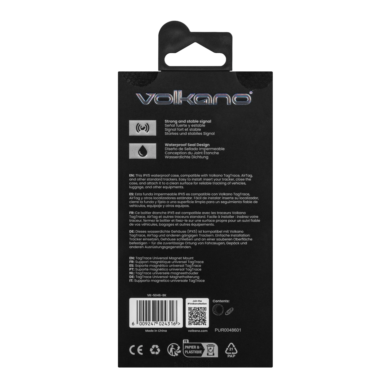 Volkano TagTrace Duo Beschermhoes voor tracker – Zwart – VK-5046-BK