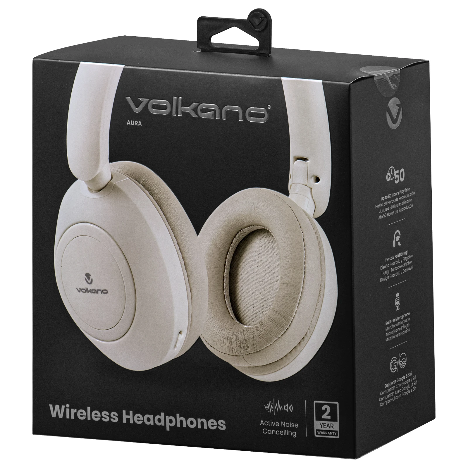 Volkano Aura Draadloze koptelefoon – ANC – Crème