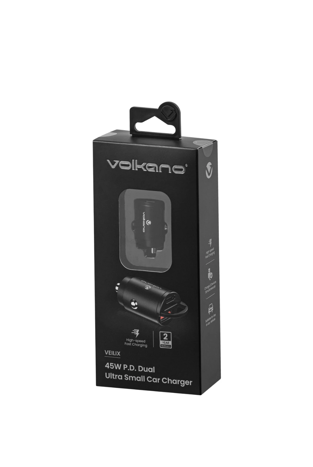 Volkano Veilix USB-autolader – 45 W – USB-A + USB-C – Zwart