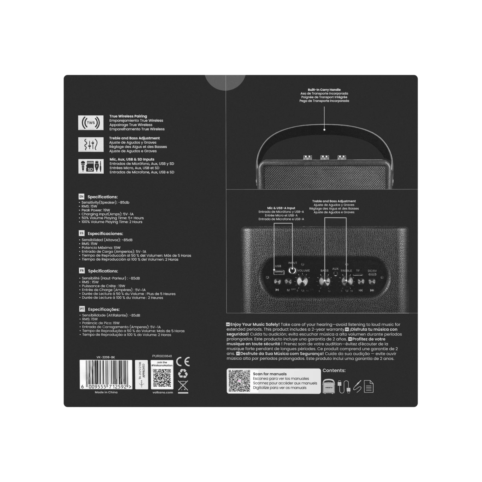 Volkano Stockholm Bluetooth speaker – 15 W