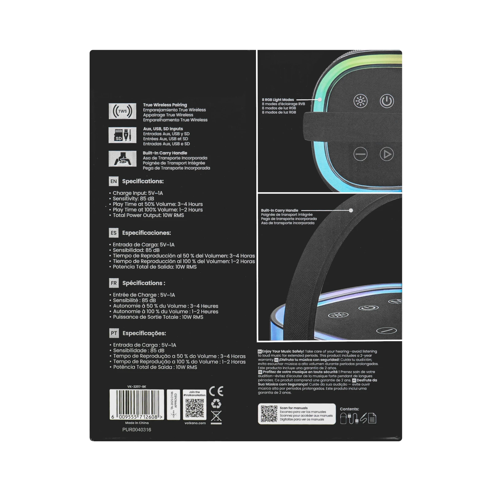 Volkano Tokyo Bluetooth speaker – 10 W – FM