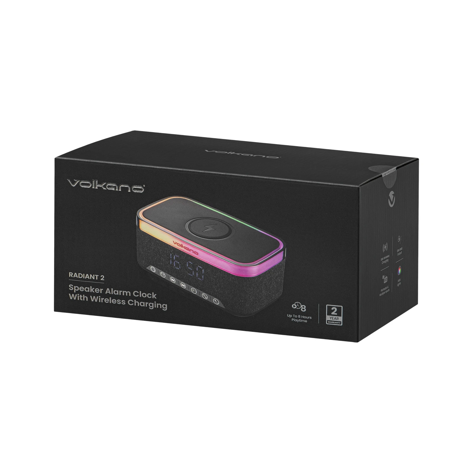 Volkano Radiant 2 Wekker met draadloze oplader – 10 W – FM – Zwart