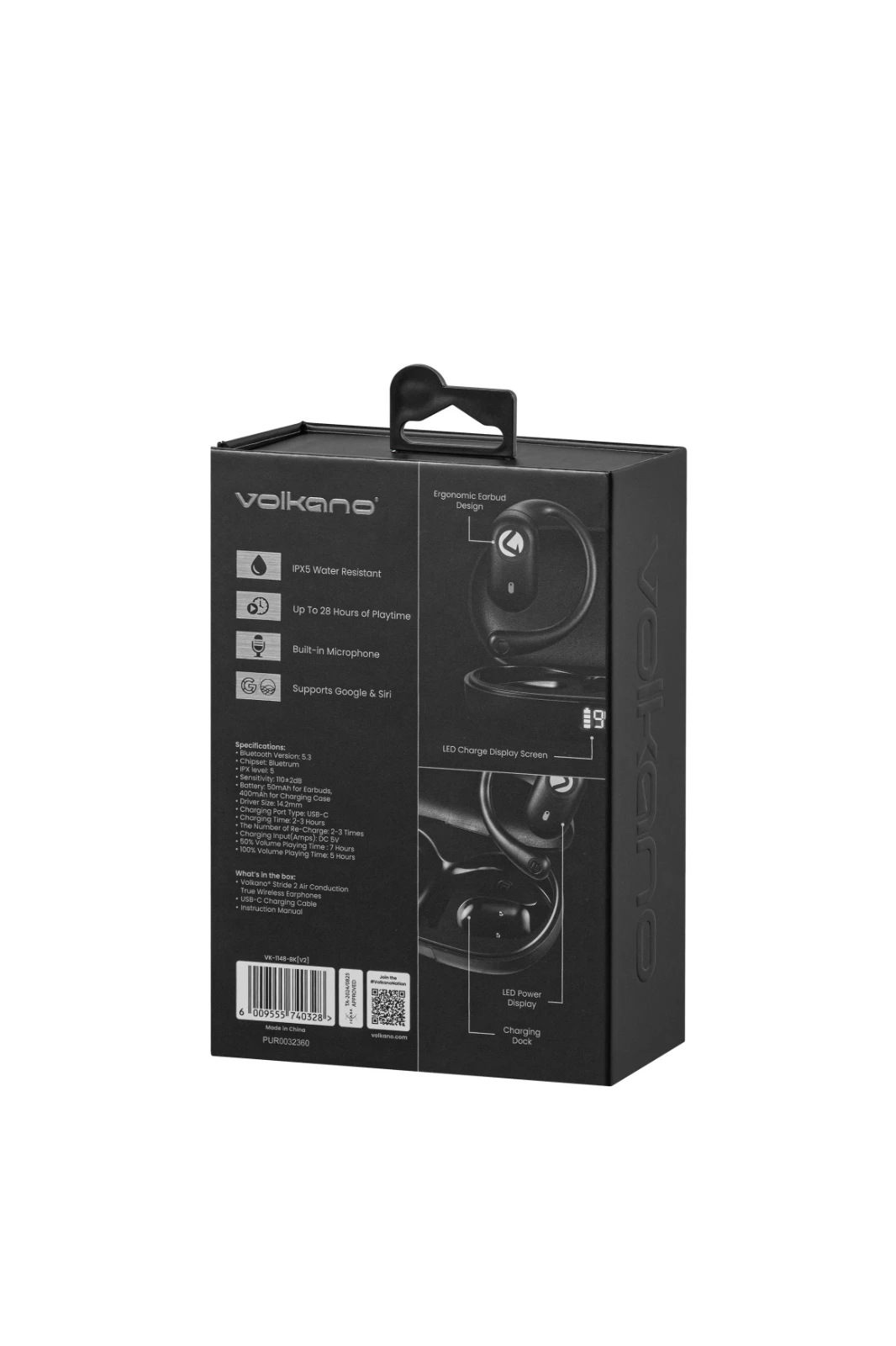 Volkano Stride 2 Open-ear oordopjes – Zwart