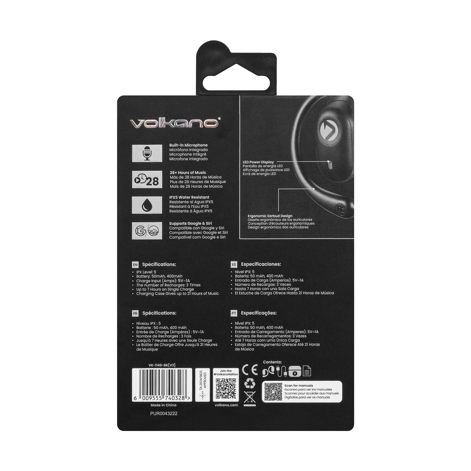 Volkano Stride 2 Open-ear oordopjes – Zwart
