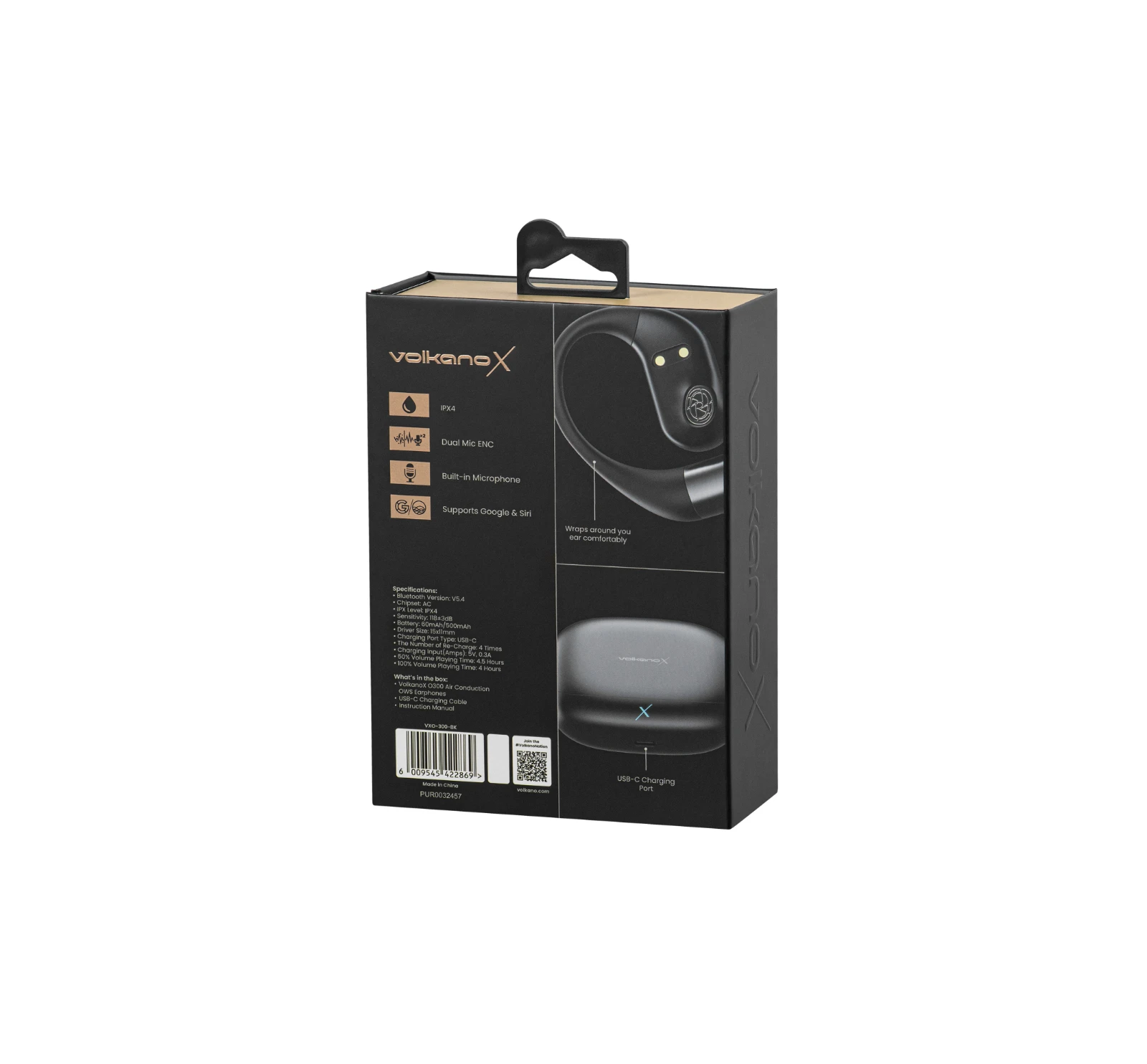 VolkanoX O300 Open-ear oordopjes – Zwart