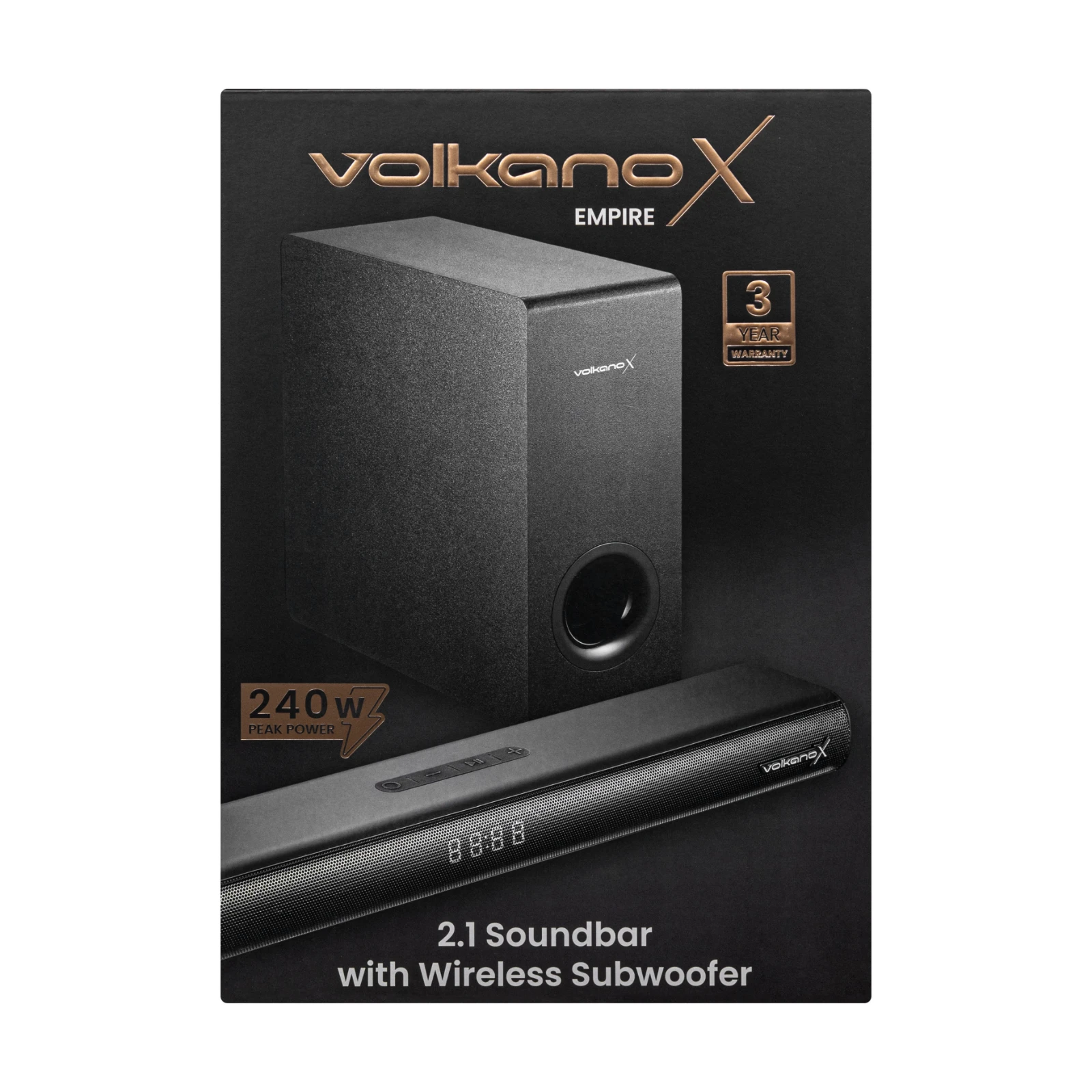 VolkanoX Empire 2.1 Soundbar met draadloze subwoofer – 80 W