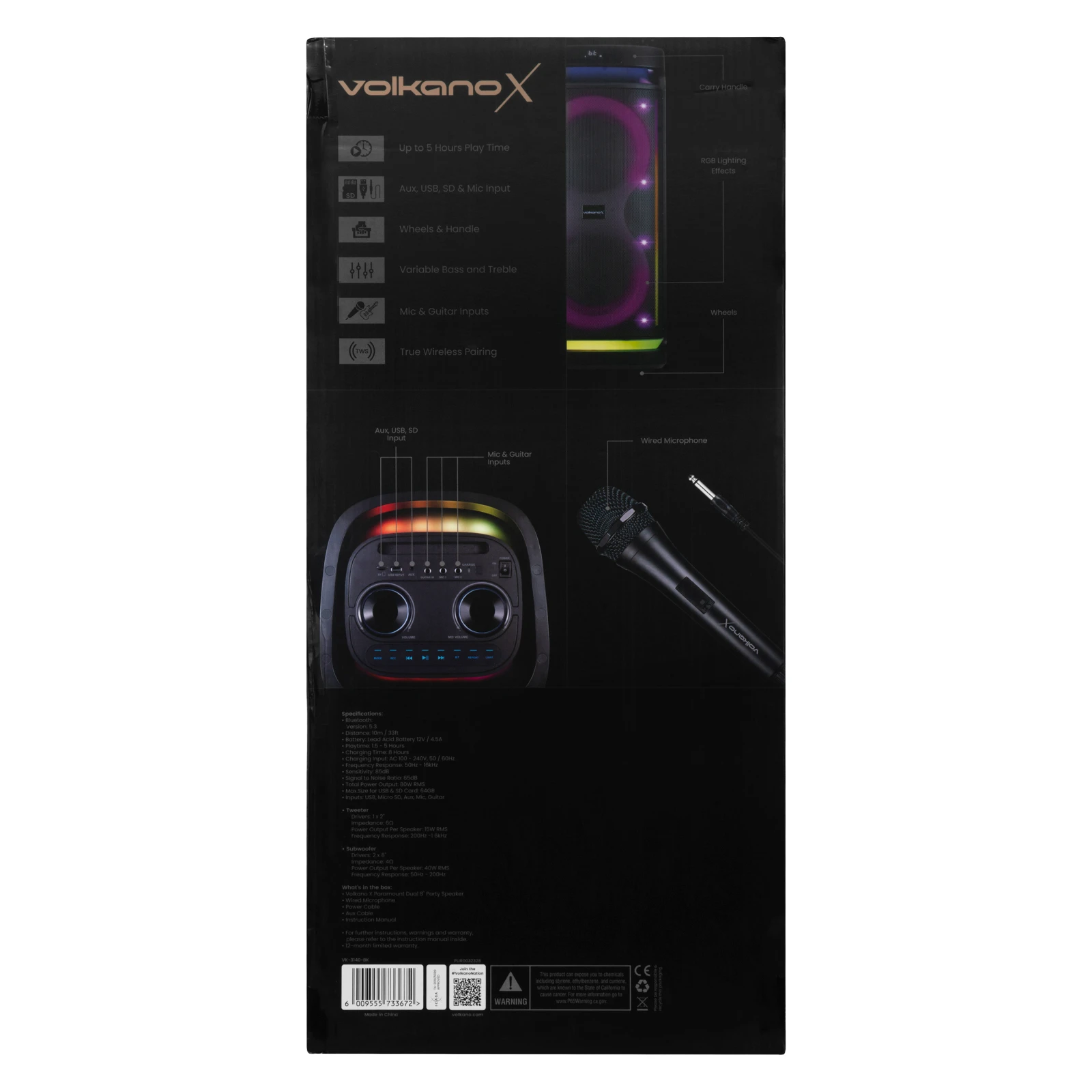 VolkanoX Paramount Party speaker – 80 W – FM
