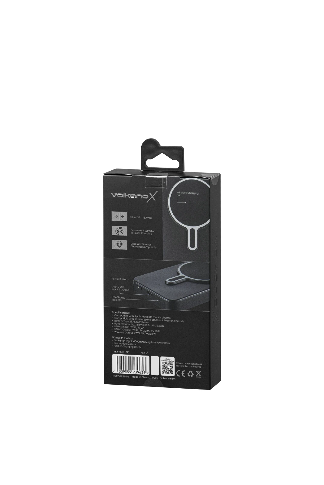 VolkanoX Ingot Powerbank – 10000 mAh – Zwart