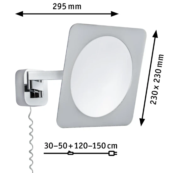 Paulmann LED-cosmeticaspiegel Bela vierkant IP44 5,7W chroom