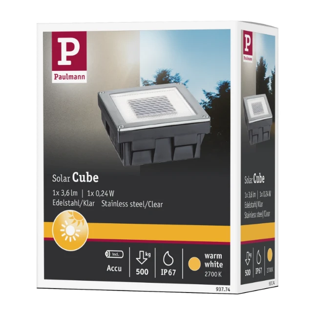 Paulmann Outdoor LED-grondspot Cube 100x100mm IP67 0,24W 2700K