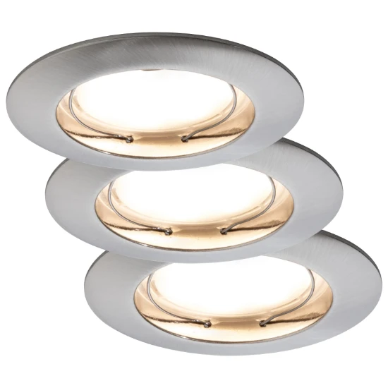 Paulmann LED Coin 3x7W dimbaar, geb. staal, O79mm