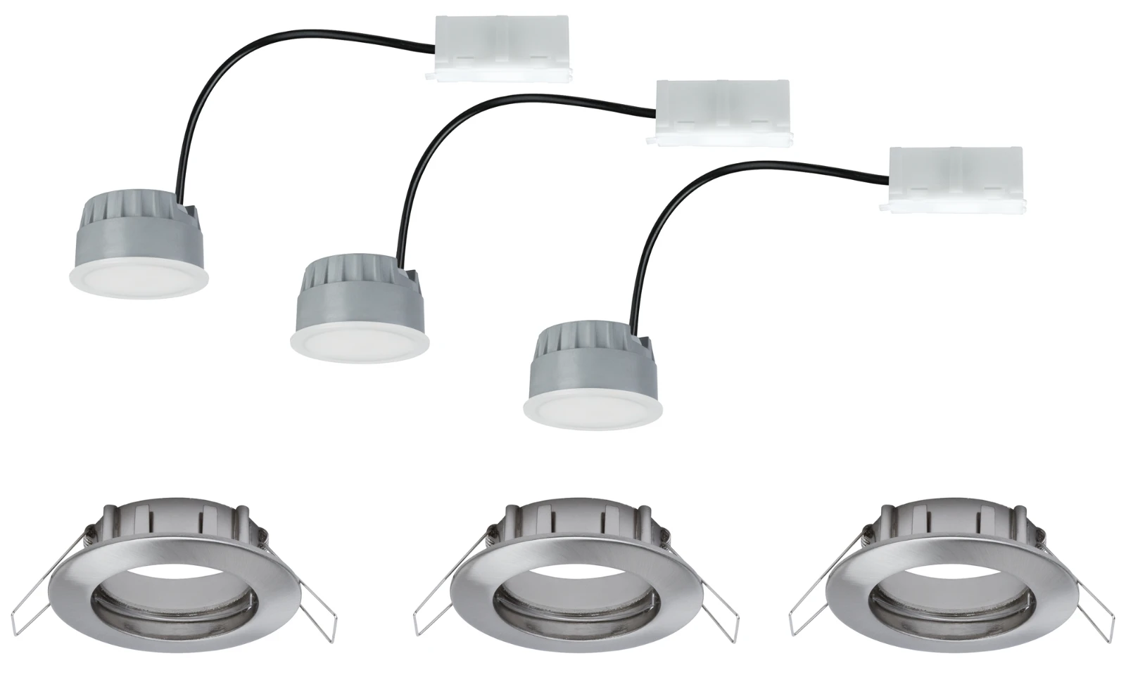 Paulmann LED Coin 3x7W dimbaar, geb. staal, O79mm