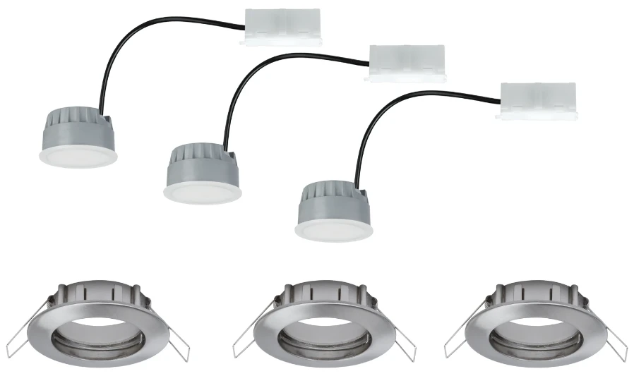 Paulmann LED Coin 3x7W dimbaar, geb. staal, O79mm