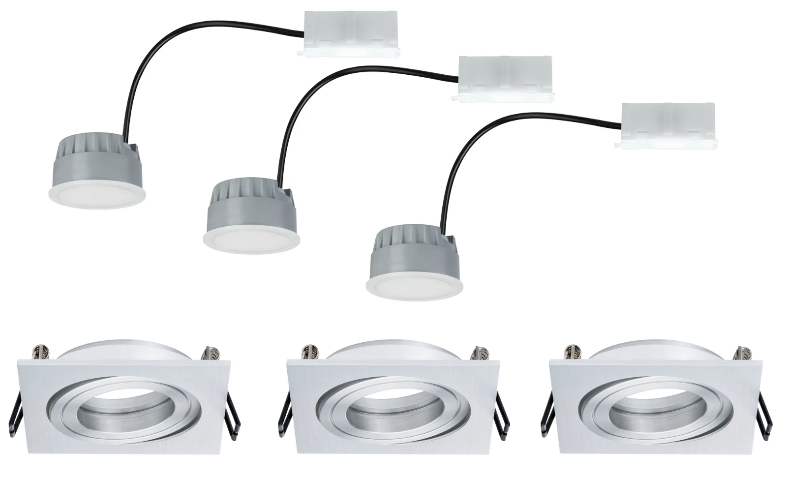 Paulmann LED Coin 3x7W dimb./zwenkb., alu, 90x90mm