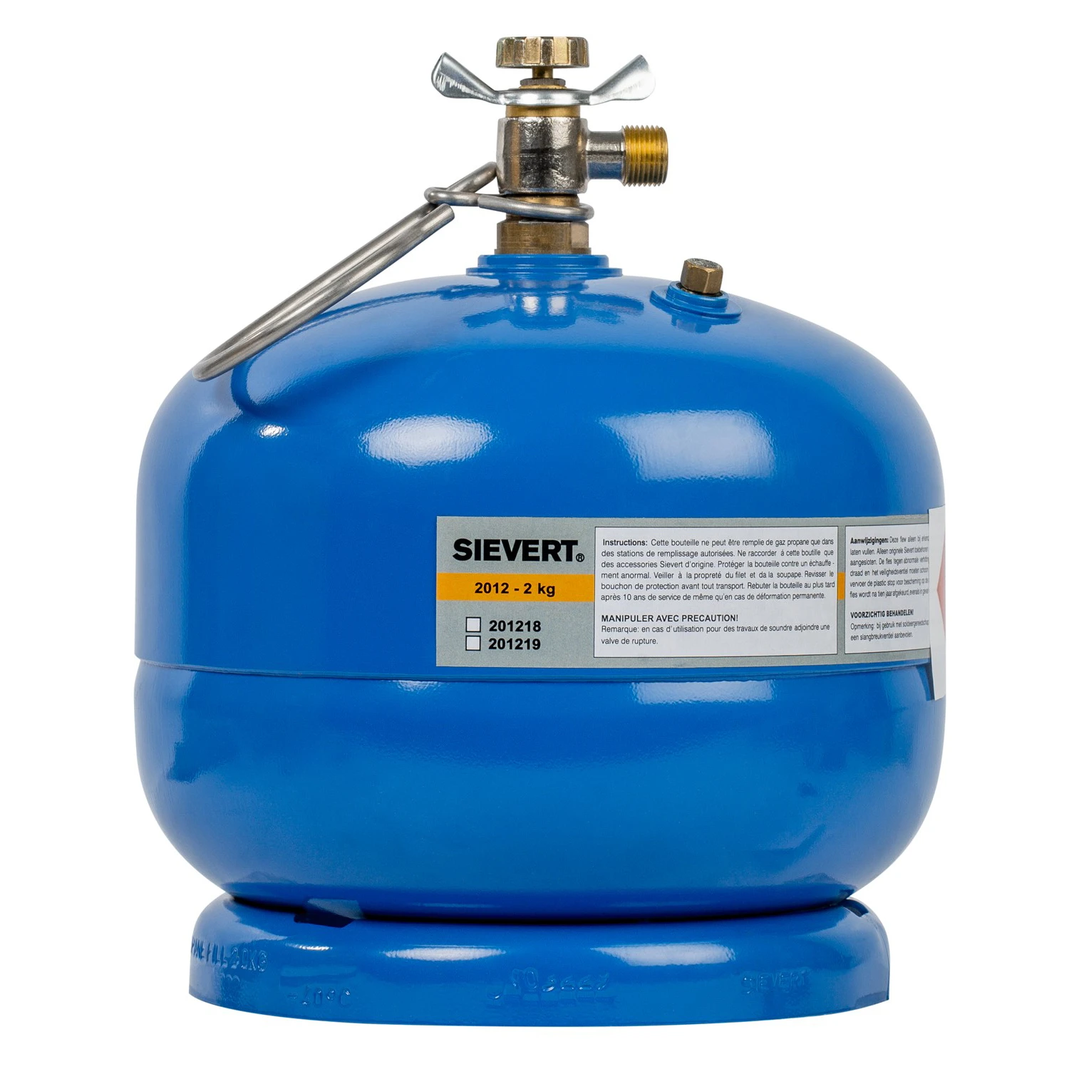 Sievert Gasfles hervulbaar 2kg M14 (gevuld) - met kraan