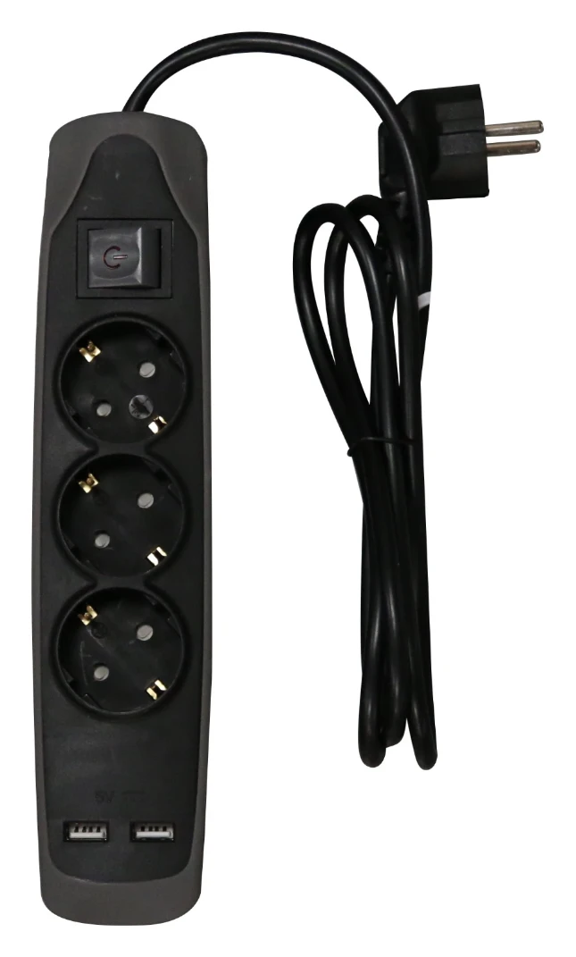 RELECTRIC Stekkerdoos 1,5 meter 3-voudig met 2x USB
