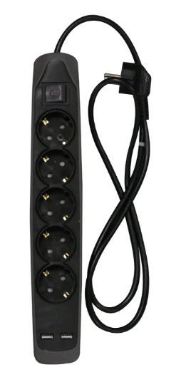 RELECTRIC Stekkerdoos 1,5 meter 5-voudig met 2x USB