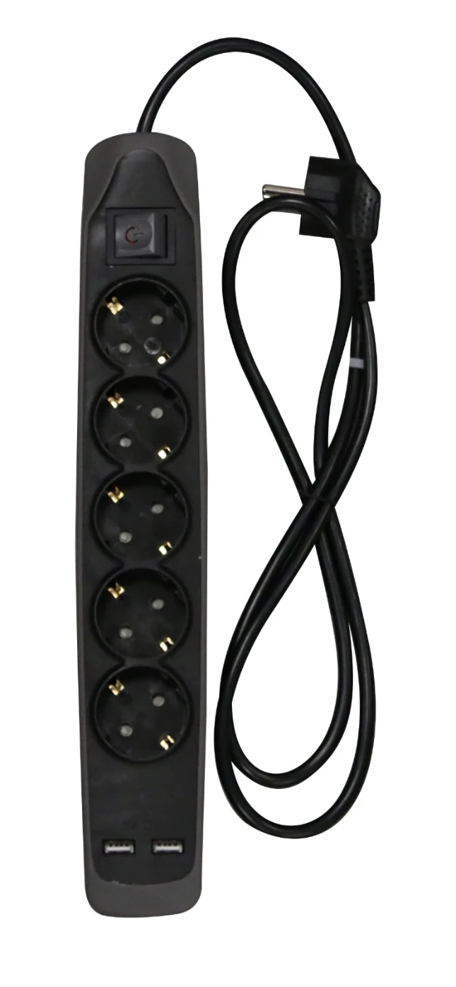 RELECTRIC Stekkerdoos 1,5 meter 5-voudig met 2x USB