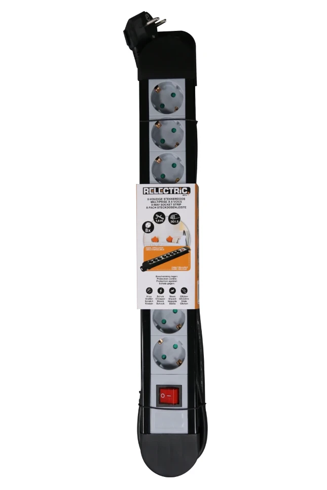 RELECTRIC Stekkerdoos 1,5 meter 8-voudig 3x1,5mm
