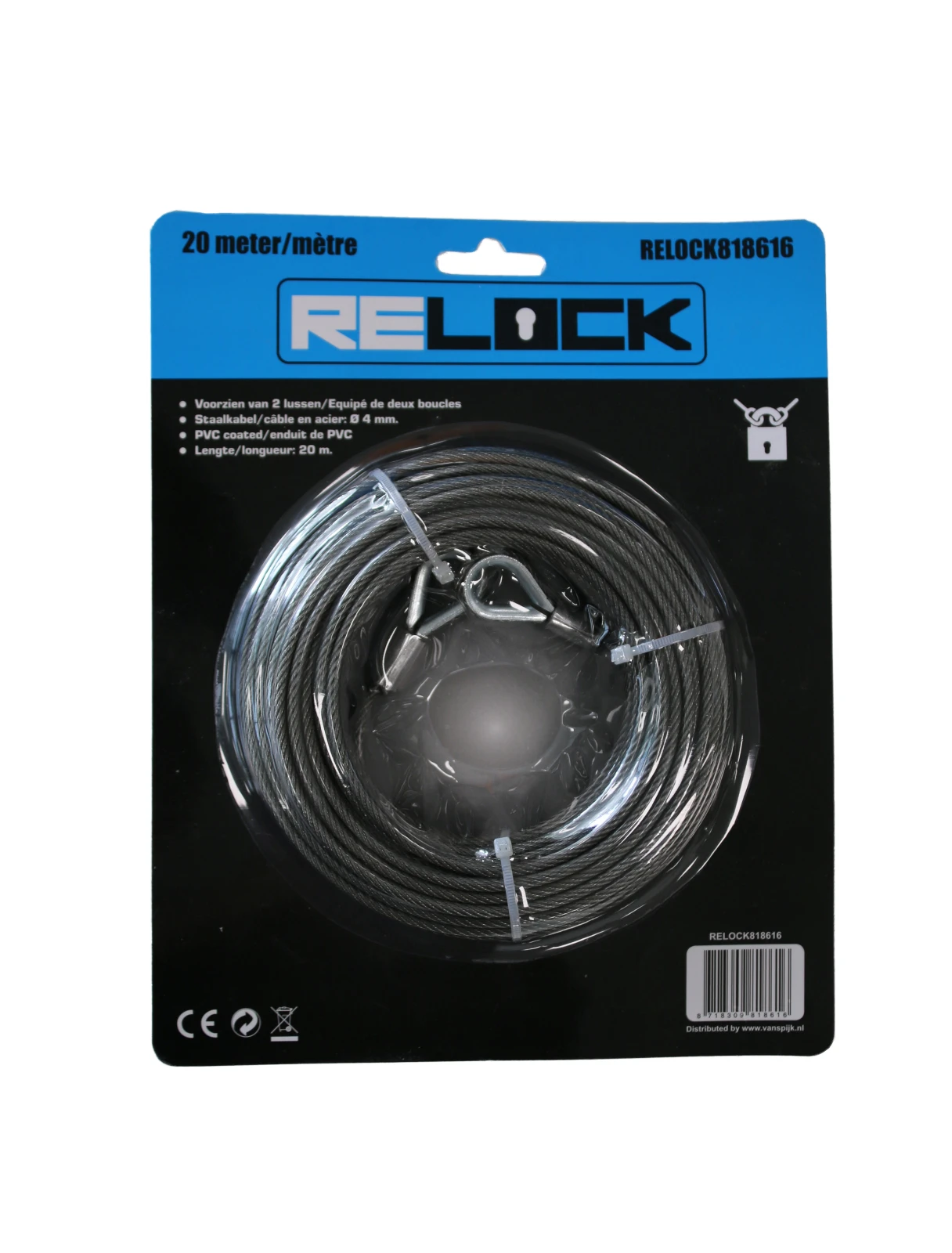 Relock Staalkabel 4mm PVC coated 20m