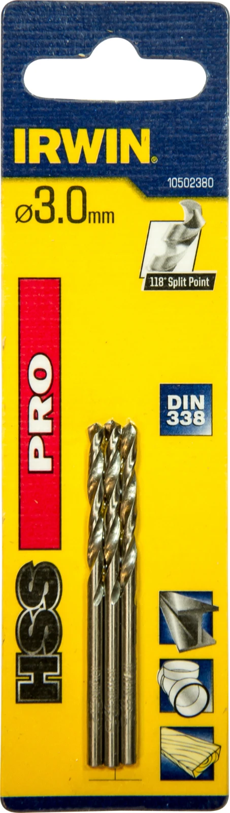 Irwin Boor HSS Pro DIN 338 3,0x61 mm (3 stuks)